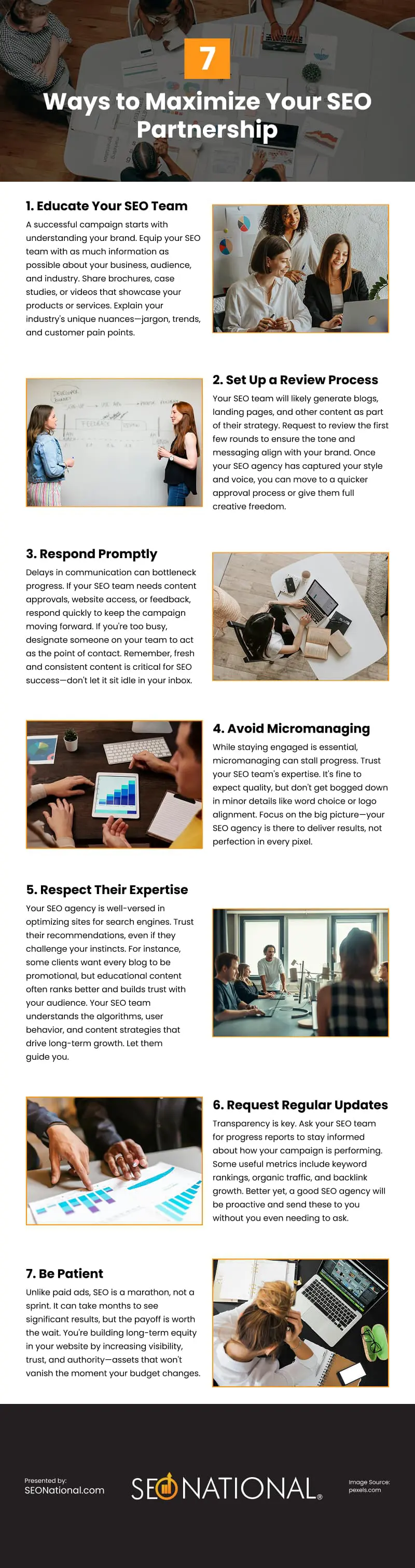 7 Ways to Maximize Your SEO Partnership Infographic