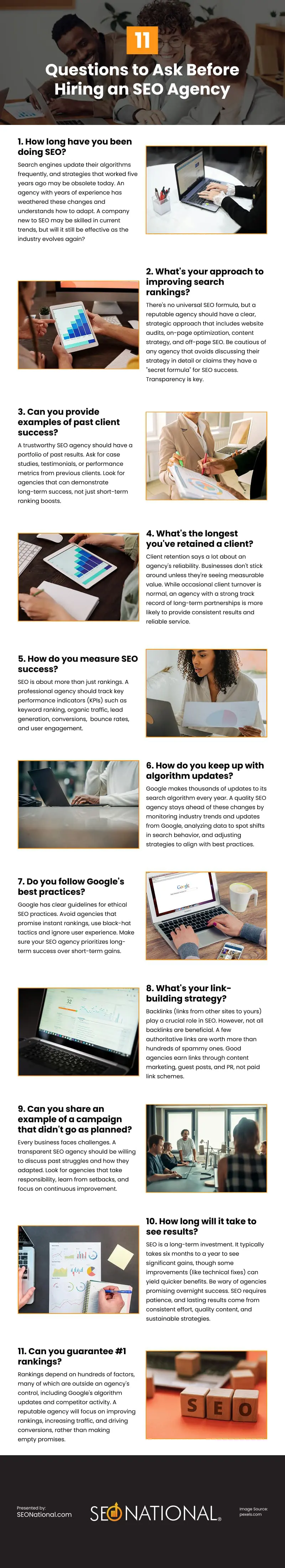 11 Questions to Ask Before Hiring an SEO Agency Infographic