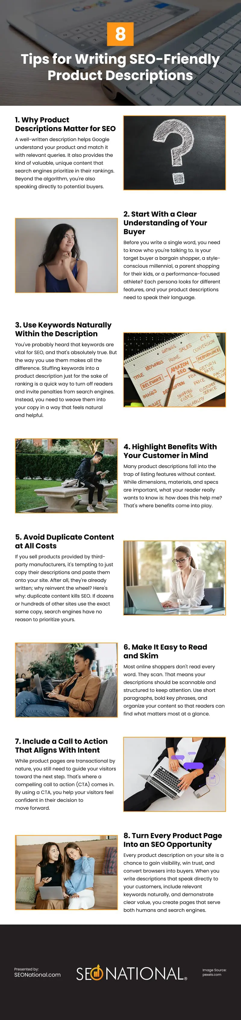 8 Tips for Writing SEO-Friendly Product Descriptions Infographic